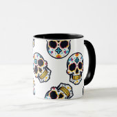 Dia De Los Muertos Pixelated Skull Pattern マグカップ (正面右)