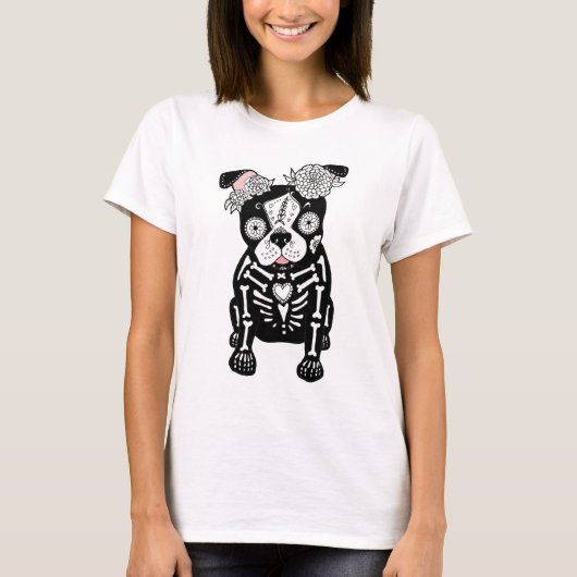 Dia de Los Muertos Puppy Tシャツ (正面)
