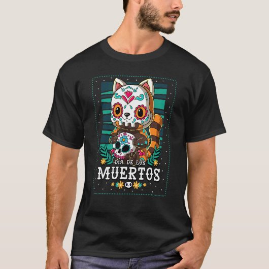Dia De Los Muertos Red Panda Tシャツ (正面)