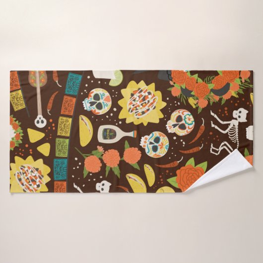 Dia De Los Muertos seamless pattern hand drawn car バスタオル (バスタオル)