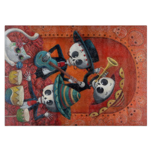 Dia de Los Muertos Skeletonのマリアッチのトリオ カッティングボード