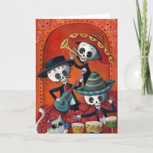 Dia de Los Muertos Skeletonのマリアッチのトリオ カード (正面)