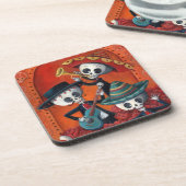 Dia de Los Muertos Skeletonのマリアッチのトリオ コースター (左側)