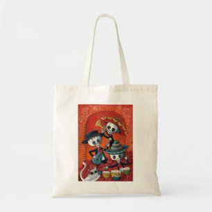 Dia de Los Muertos Skeletonのマリアッチのトリオ トートバッグ