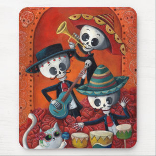 Dia de Los Muertos Skeletonのマリアッチのトリオ マウスパッド