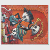 Dia de Los Muertos Skeletonのマリアッチのトリオ ラッピングペーパー (フラット)