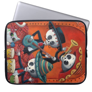 Dia de Los Muertos Skeletonのマリアッチのトリオ ラップトップスリーブ