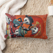 Dia de Los Muertos Skeletonのマリアッチのトリオ ランバークッション (ブランケット)