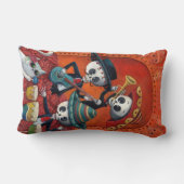 Dia de Los Muertos Skeletonのマリアッチのトリオ ランバークッション (裏面)