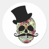 Dia De Los Muertos Skeleton  ラウンドシール (正面)
