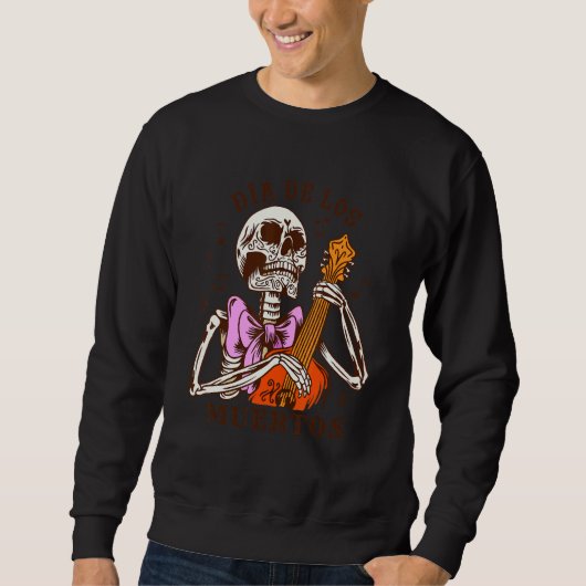 Dia De Los Muertos Skeleton Colourful Bow Music Gu スウェットシャツ (正面)