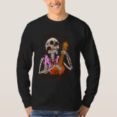 Dia De Los Muertos Skeleton Colourful Bow Music Gu Tシャツ (正面)