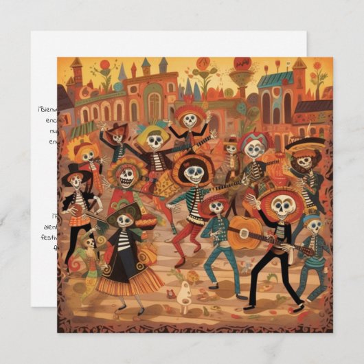 Dia de los Muertos, "Skeleton Fiesta Parade" 招待状 (正面/裏面)