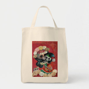 Dia de Los Muertos Skeletonsの母および娘 トートバッグ