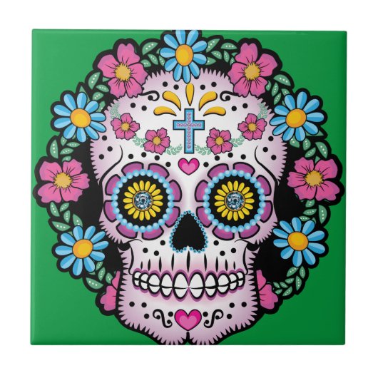 Dia de los Muertos Skull タイル (正面)
