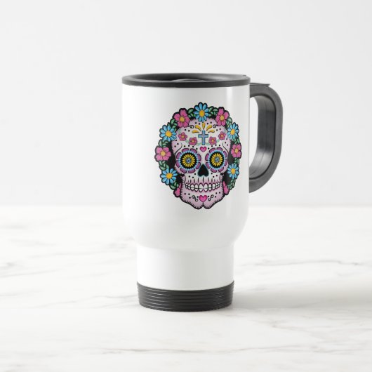 Dia de los Muertos Skull トラベルマグ (正面右)