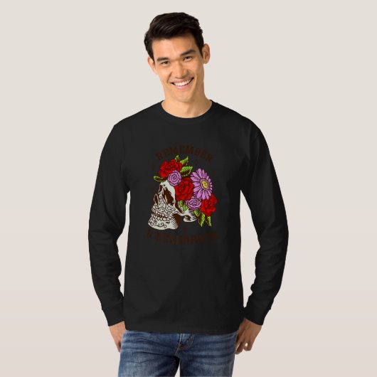 Dia De Los Muertos Skull Mask Roses Premium Tシャツ (正面フル)