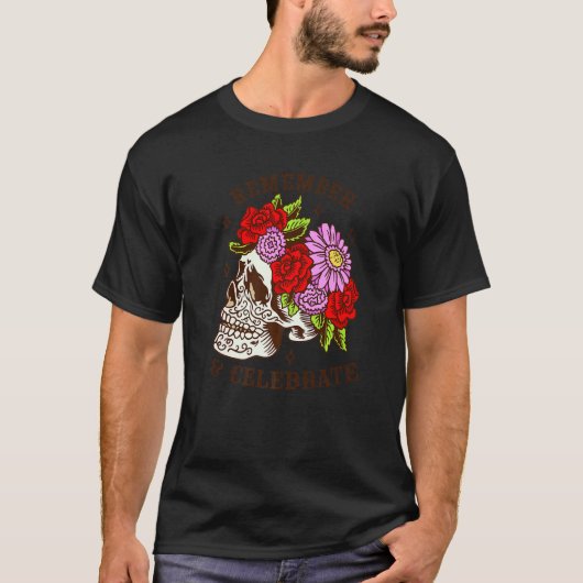 Dia De Los Muertos Skull Mask Roses Premium Tシャツ (正面)