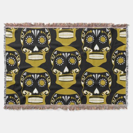 Día De Los Muertos Skull Print スローブランケット (正面)