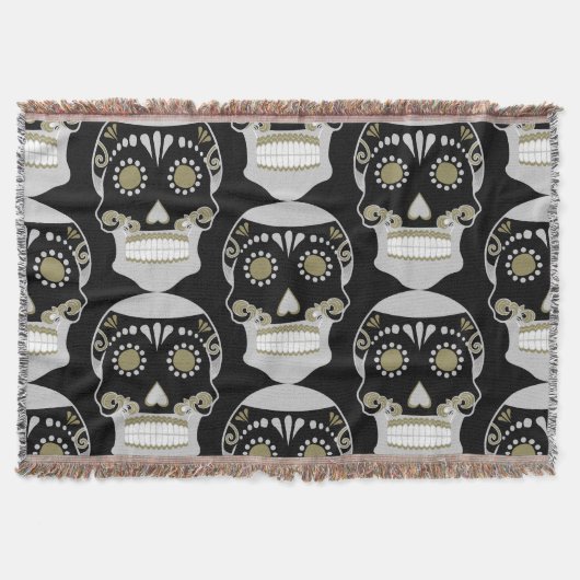 Día De Los Muertos Skull Print スローブランケット (正面)