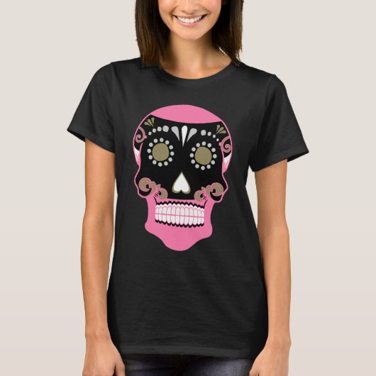 Día De Los Muertos Skull Print Tシャツ (正面)