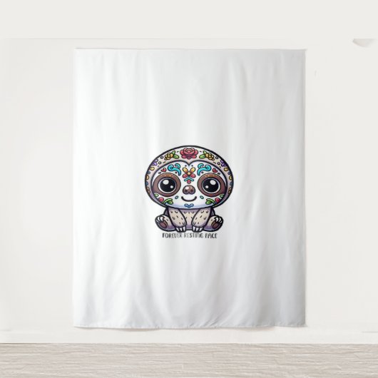 Dia De Los Muertos SlothアクティブTシャツ タペストリー (正面)