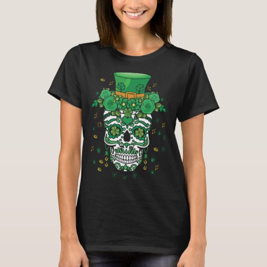 Dia De Los Muertos St Patty's Day Irish Flower Par Tシャツ (正面)