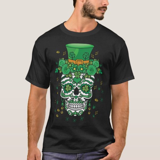 Dia De Los Muertos St Patty's Day Irish Flower Par Tシャツ (正面)