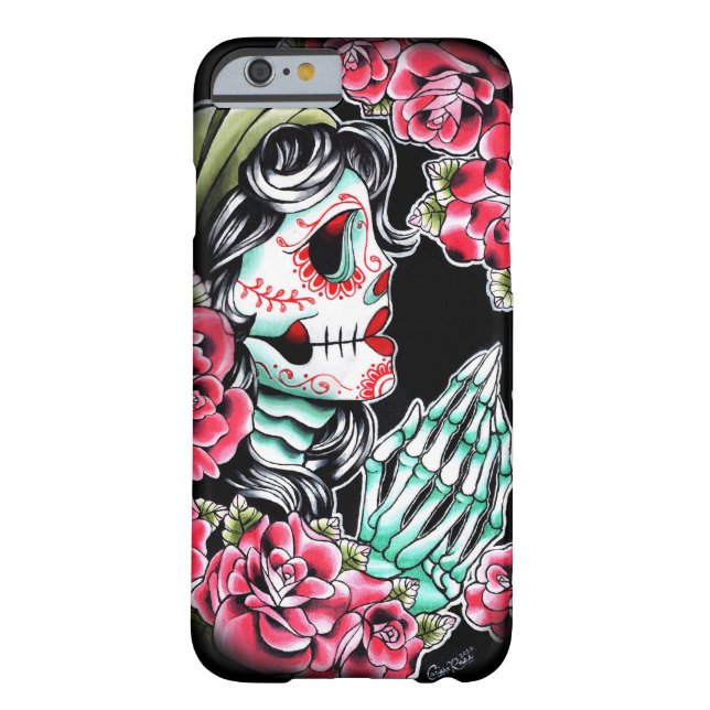 Dia De Los Muertos Sugarのスカルの入れ墨のフラッシュ Case-Mate iPhoneケース (裏面)