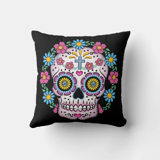 Dia de los Muertos Sugarのスカル クッション (裏面)
