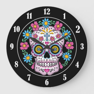 Dia de los Muertos Sugarのスカル ラージ壁時計