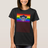 Dia De Los Muertos Sugar Skull Gay Pride Flag Mexi Tシャツ (正面)