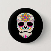 Dia De Los Muertos Sugar Skull Spanish Day Of Dead 缶バッジ (正面)
