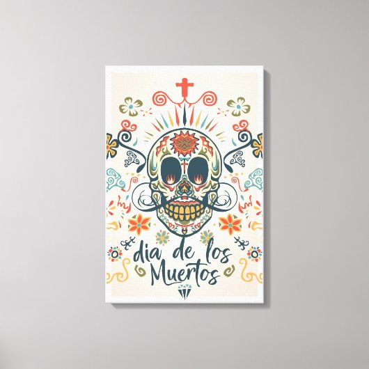 Dia de los muertos tête de mort mexicaine キャンバスプリント (正面)