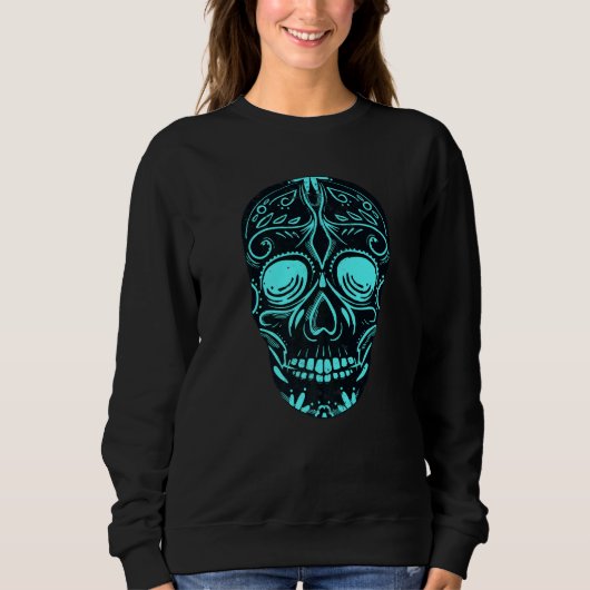 Dia De Los Muertos Turquoise Mask Skull Premium スウェットシャツ (正面)
