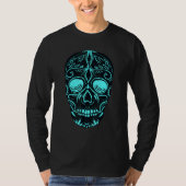 Dia De Los Muertos Turquoise Mask Skull Tシャツ (正面)