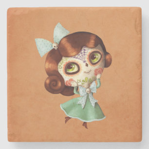Dia de Los Muertos Vintageの人形 ストーンコースター