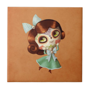 Dia de Los Muertos Vintageの人形 タイル