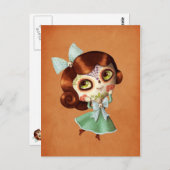 Dia de Los Muertos Vintageの人形 ポストカード (正面/裏面)