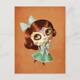 Dia de Los Muertos Vintageの人形 ポストカード