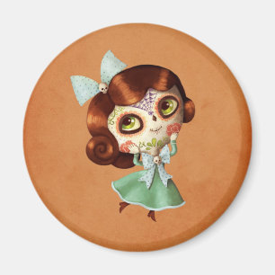 Dia de Los Muertos Vintageの人形 マグネット