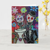 Dia de los Muertos Wedding カード (黄色い花)