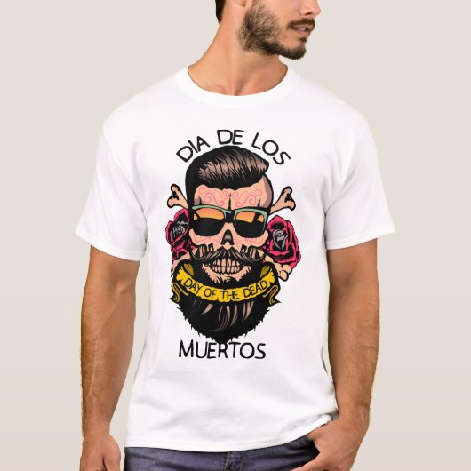 dia de los tête de mort mexicaine hipster avec lun tシャツ (正面)