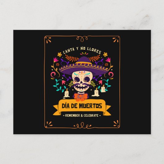 Dia de muertosスカルの日の死者 ポストカード (正面)