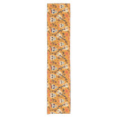 Dia de Muertos、ギター、砂糖スカルオレンジ ショートテーブルランナー (正面)