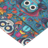 Dia de Muertos、青い砂糖のスカルパターン テーブルクロス (アングル)