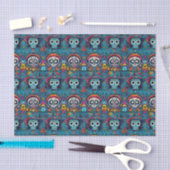 Dia de Muertos、青い砂糖のスカルパターン 薄葉紙 (クラフト)