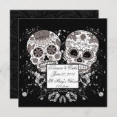 Día de Muertos Calavera de Azúcar Boda o Fiesta Ev 招待状 (正面/裏面)