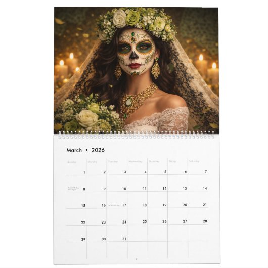 Día de Muertos Calendar 2026 カレンダー (3月 2026)