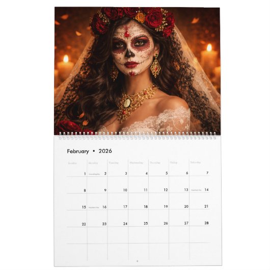 Día de Muertos Calendar 2026 カレンダー (2月 2026)